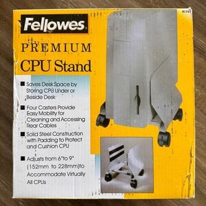 Fellowes Premium CPU Stand Adjustable Steel Rolling Computer Tower Holder 91781